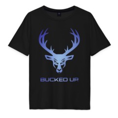 BUCKED UP, Мужская футболка Oversize, черно-синяя, размер XXL